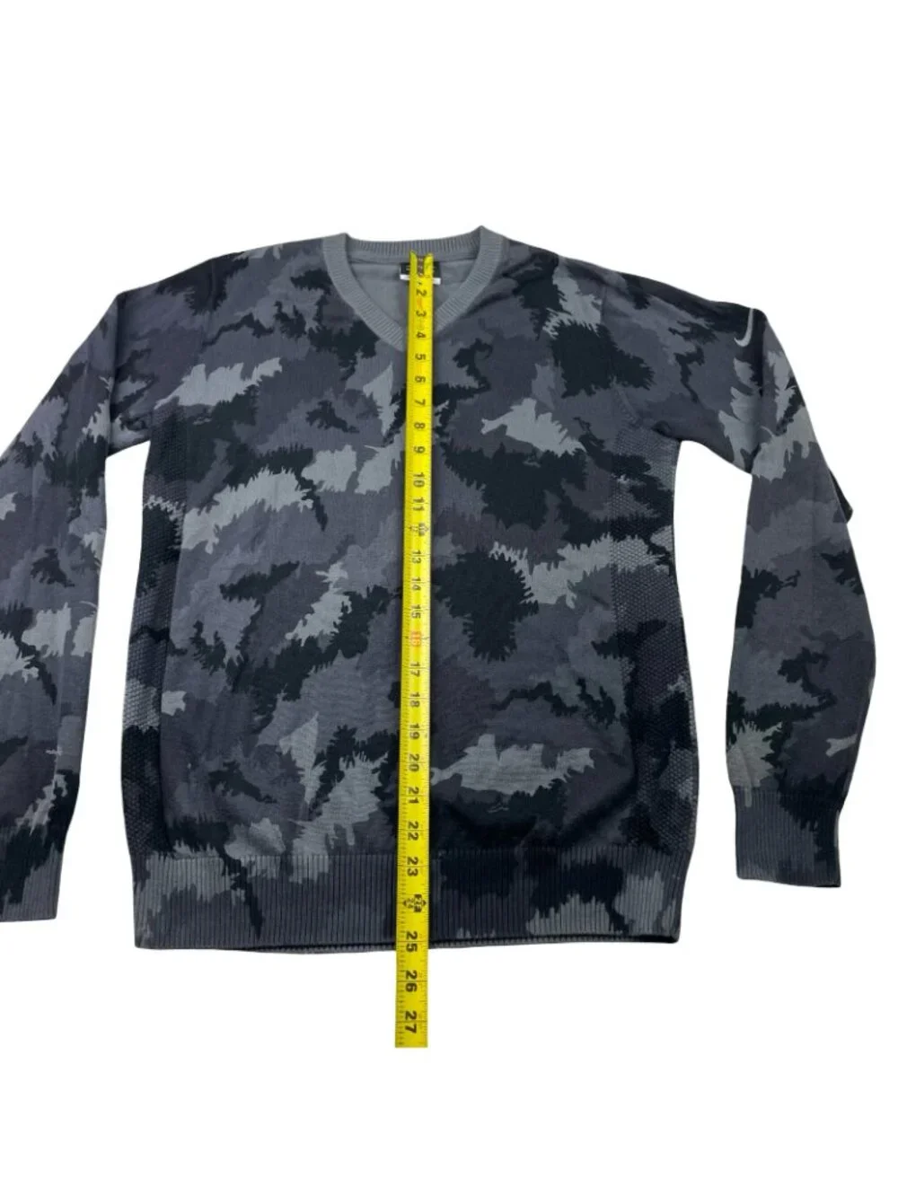 Nike Golf Men's 100% Cotton V-Neck Sweater Gray Camouflage • 803265-063 • Small